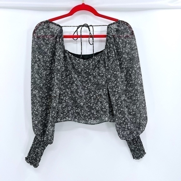 ASTR the Label Elva Flora Long Sleeve Top/Black Floral size XS - Picture 4 of 13